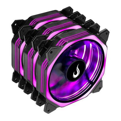 Imagem de Kit 3 Cooler Fan LED RGB Rise Mode Controladora RGB Controle Remoto 120mm Ventoinha Dissipador de Calor Gamer