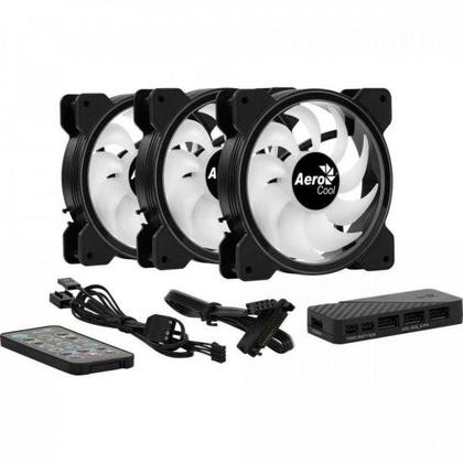 Imagem de Kit 3 Coolers Aerocool Saturn 12 Pro ARGB + Hub + Controle