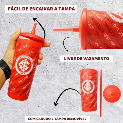 Imagem de Kit 3 Copo Plástico Vermelho Tampa Canudo 500ml + 3 Balde Pipoca Infantil Internacional Oficial