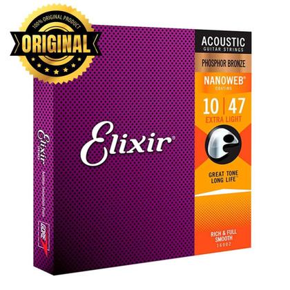 Imagem de Kit 3 Cordas Elixir .010 Extra Light Phosphor Bronze para Violão Aço Nanoweb - 16002