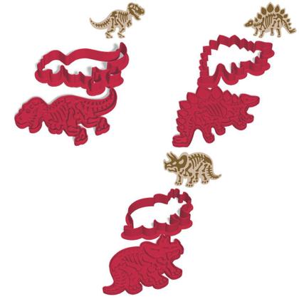 Imagem de Kit 3 Cortadores Dino Trex Triceratops Estegossauro