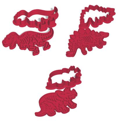 Imagem de Kit 3 Cortadores Dino Trex Triceratops Estegossauro