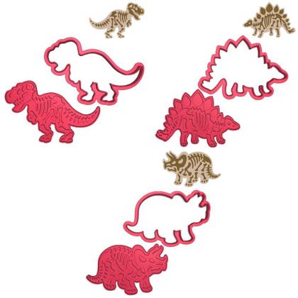 Imagem de Kit 3 Cortadores Dino Trex Triceratops Estegossauro