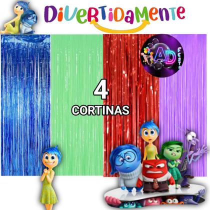 Imagem de kit: 3 Cortina Metalizada , DIVERTIDAMENTE Decoração , Festa , Aniversário, Adereços , Banner , Festival, Comemoração