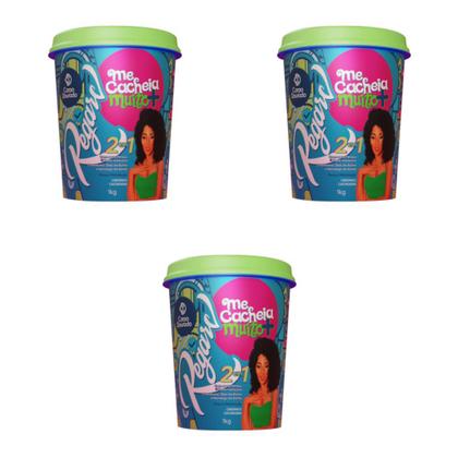 Imagem de Kit 3 Creme de Tratamento para Pentear e Hidratante 2 em 1 Regarv 1kg Corpo Dourado Todos os Tipos de Cabelo