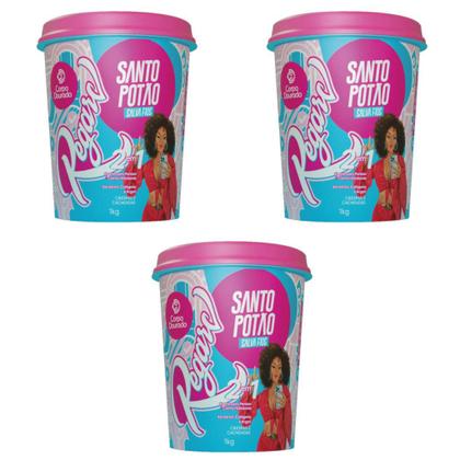 Imagem de Kit 3 Creme de Tratamento para Pentear e Hidratante 2 em 1 Regarv 1kg Corpo Dourado Todos os Tipos de Cabelo