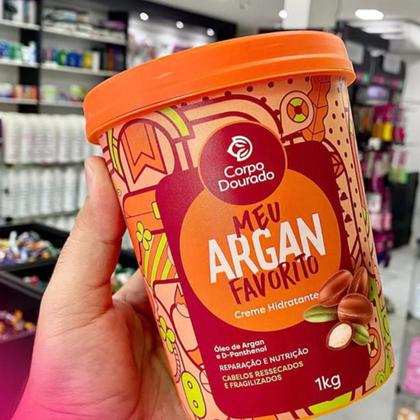 Imagem de Kit 3 Creme de Tratamento para Pentear e Hidratante 2 em 1 Regarv 1kg Corpo Dourado Todos os Tipos de Cabelo