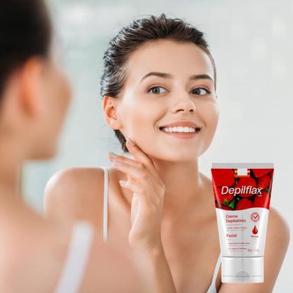 Imagem de Kit 3 Creme Depilação Facial Morango Depiltório Depilflax Indolor 50g