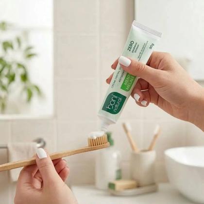 Imagem de Kit 3 Cremes Dentais Sem Flúor Carvão Cúrcuma e Melaleuca 90G Boni Natural