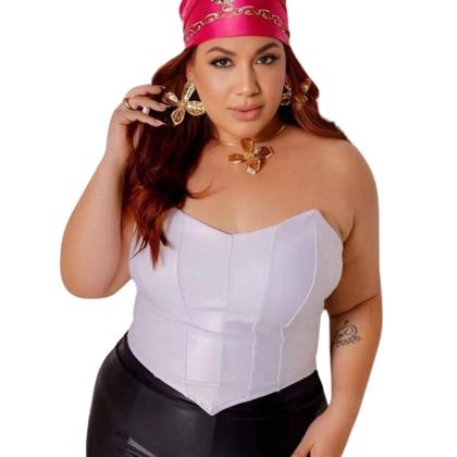 Imagem de Kit 3 Croppeds Corset Plus Size Feminino sem alça Com Bojo Ponta De Bico