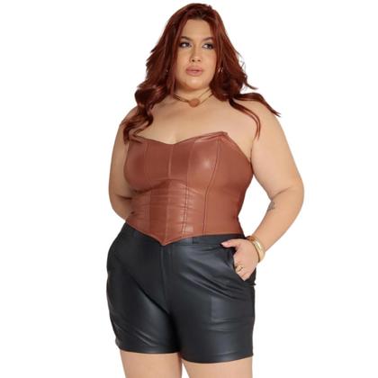 Imagem de Kit 3 Croppeds Corset Plus Size Feminino sem alça Com Bojo Ponta De Bico