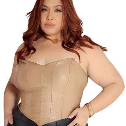 Imagem de Kit 3 Croppeds Corset Plus Size Feminino sem alça Com Bojo Ponta De Bico