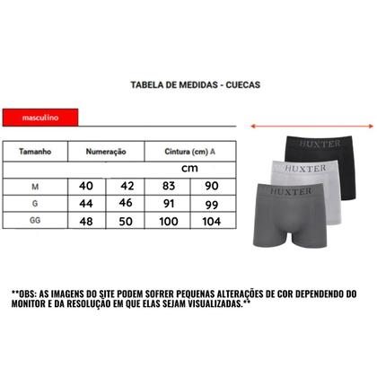Imagem de Kit 3 cueca boxer huxter microfibra - masculino - cores sortidas