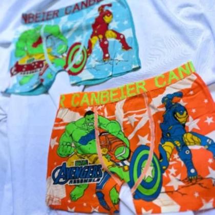Imagem de Kit 3 Cueca Boxer Infantil Algodão Kids Personagens Heróis