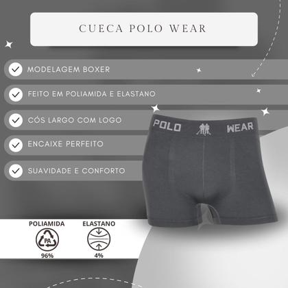 Imagem de Kit 3 Cueca Boxer Polo Wear Masculina Sem Costura Box Adulto
