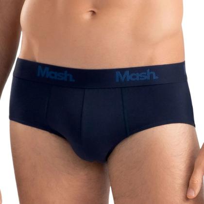 Imagem de Kit 3 Cuecas Masculinas Slip Elástico Cotton Basic 113.06 Mash Azul Marinho