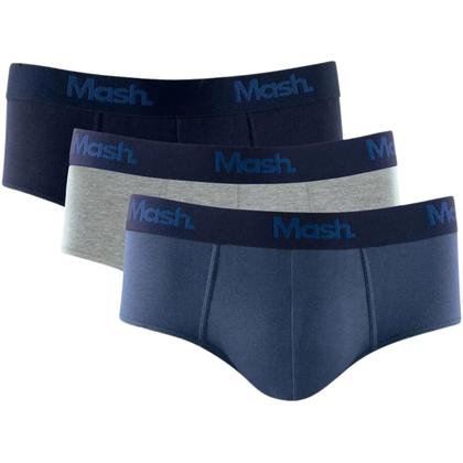 Imagem de Kit 3 Cuecas Masculinas Slip Elástico Cotton Basic 113.06 Mash Azul Marinho