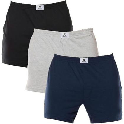 Imagem de Kit 3 Cuecas Samba Canção Algodão Lisa com Abertura Frontal Keeper