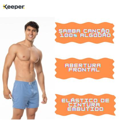 Imagem de Kit 3 Cuecas Samba Canção Algodão Lisa com Abertura Frontal Keeper