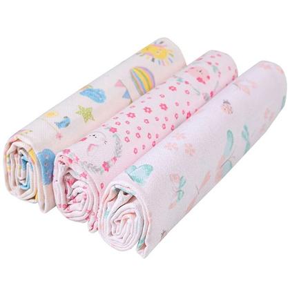 Imagem de Kit 3 Cueiros Manta Flanelado Dois Lados Bebê Menino Menina Papi Karinho