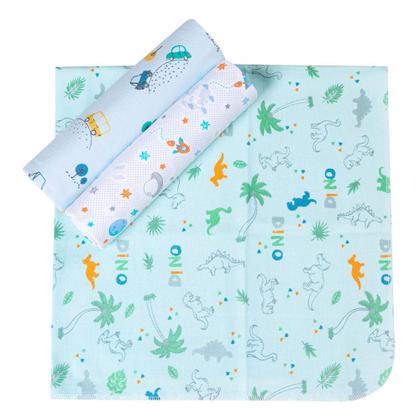 Imagem de Kit 3 Cueiros Papi Flanelado 1,0x0,8m Estampado Menino Azul