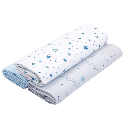 Imagem de Kit 3 Cueiros Papi Flanelados 80x80cm Estampa Espaço Azul