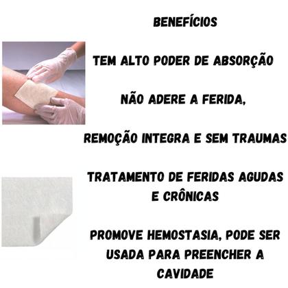 Imagem de Kit 3 Curativo Alginato Calcio P/ Machucados E Lesões 10x10cm