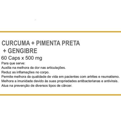 Imagem de Kit 3 Cúrcuma com Pimenta Preta e Gengibre  60 cápsulas de 500 mg VivaUp