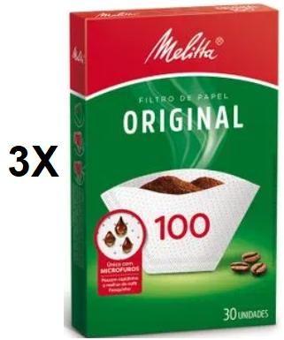 Imagem de kit 3 cx Filtro Coador Papel Melitta nº 100 c/ 30 unid. cada