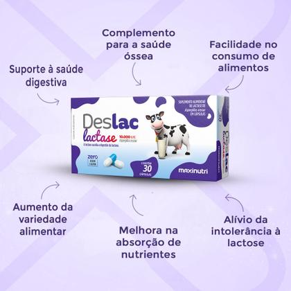 Imagem de Kit 3 Deslac Lactase 10.000 FCC 30 Cápsulas Maxinutri