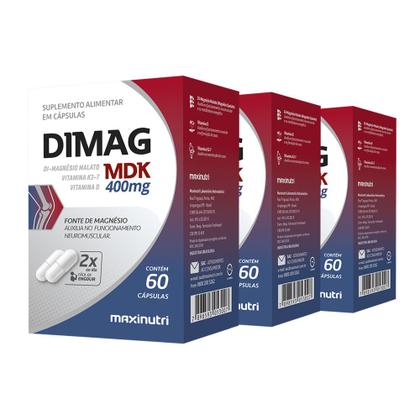 Kit 3 Dimag MDK Di-Magnésio Malato K2-7 60 Cáps Maxinutri Imagem de Kit 3 Dimag MDK Di-Magnésio Malato K2-7 60 Cáps Maxinutri