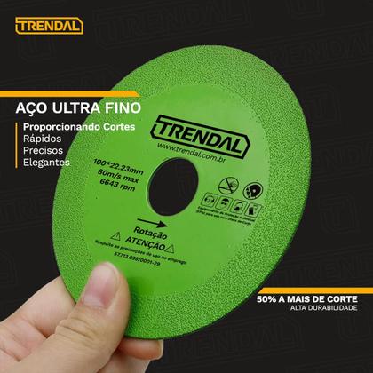 Imagem de Kit 3 Discos De Corte De Vidro Espelho E Porcelanato Lâmina Ultra Fina 100mmX22mm Serra Mármore Esmerilhadeira Cor Verde