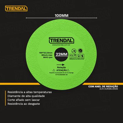 Imagem de Kit 3 Discos De Corte De Vidro Espelho E Porcelanato Lâmina Ultra Fina 100mmX22mm Serra Mármore Esmerilhadeira Cor Verde