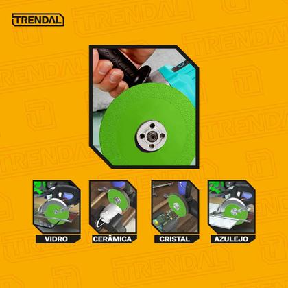 Imagem de Kit 3 Discos De Corte De Vidro Espelho E Porcelanato Lâmina Ultra Fina 100mmX22mm Serra Mármore Esmerilhadeira Cor Verde