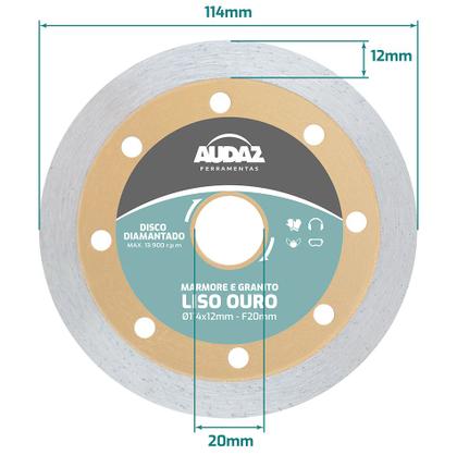 Imagem de Kit 3 Discos Diamantados Liso OURO Ø114x12mm 