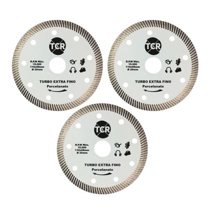Imagem de Kit 3 Discos Para Makita De Corte Diamantado Porcelanato 110mmx20mm Turbo Extra Fino