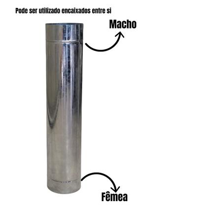 Imagem de Kit 3 Duto 5 Galvanizado 60cm Chaminé Churrasqueira Qualida