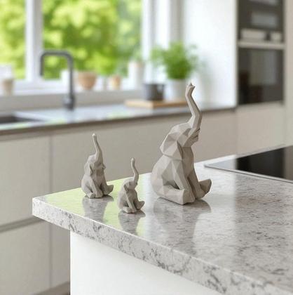 Imagem de Kit 3 Elefantes Decorativos Família Geométricos Modernos, perfeitos para Sala, Quarto, Escritório e