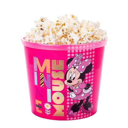 Imagem de Kit 3 em 1 Pote Balde de Pipoca Caneca e Copo Estampado Orelhas Canudo Minnie Rosa