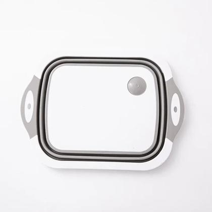 Imagem de Kit 3 Em 1 Tábua Escorredor Silicone Retrátil Corte Bacia Cozinha