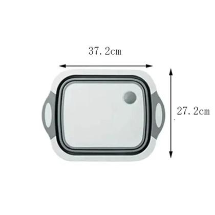 Imagem de Kit 3 Em 1 Tábua Escorredor Silicone Retrátil Corte Bacia Cozinha
