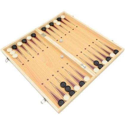 Imagem de Kit 3 em 1 - Xadrez Dama Gamão Pequeno Tabuleiro em Madeira