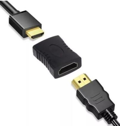 Imagem de Kit 3 emenda fêmea conector extensor preto hdmi 4k full hd