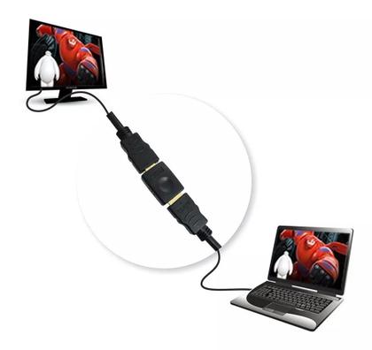 Imagem de Kit 3 emenda fêmea conector extensor preto hdmi 4k full hd