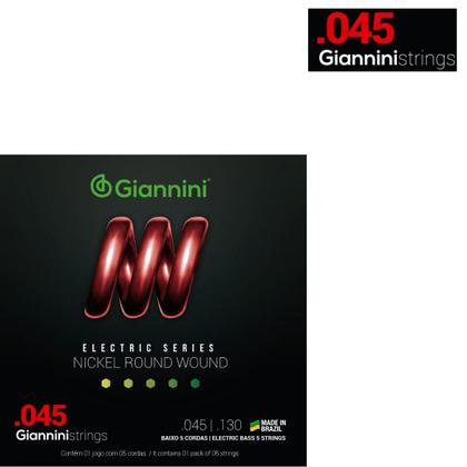 Imagem de Kit 3 Encordoamento Baixo Giannini Electric GEEBRS5 Nickel 0.045”