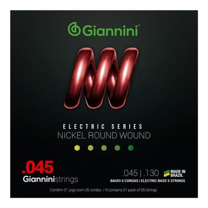 Imagem de Kit 3 Encordoamento Baixo Giannini Electric GEEBRS5 Nickel 0.045”