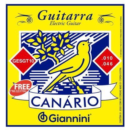 Imagem de Kit 3 Encordoamento Guitarra Giannini Canário GESGT10 Aço 0.010