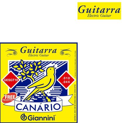 Imagem de Kit 3 Encordoamento Guitarra Giannini Canário GESGT10 Aço 0.010