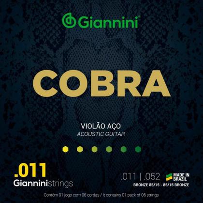 Imagem de Kit 3 encordoamento violão aço giannini geeflk cobra .011 bronze