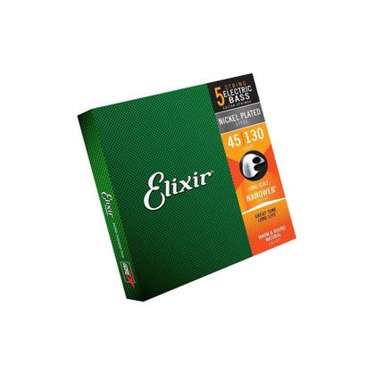 Imagem de Kit 3 Encordoamentos Baixo 5 Cordas 045 Elixir Light Long Scale Nanoweb Made In USA 14202